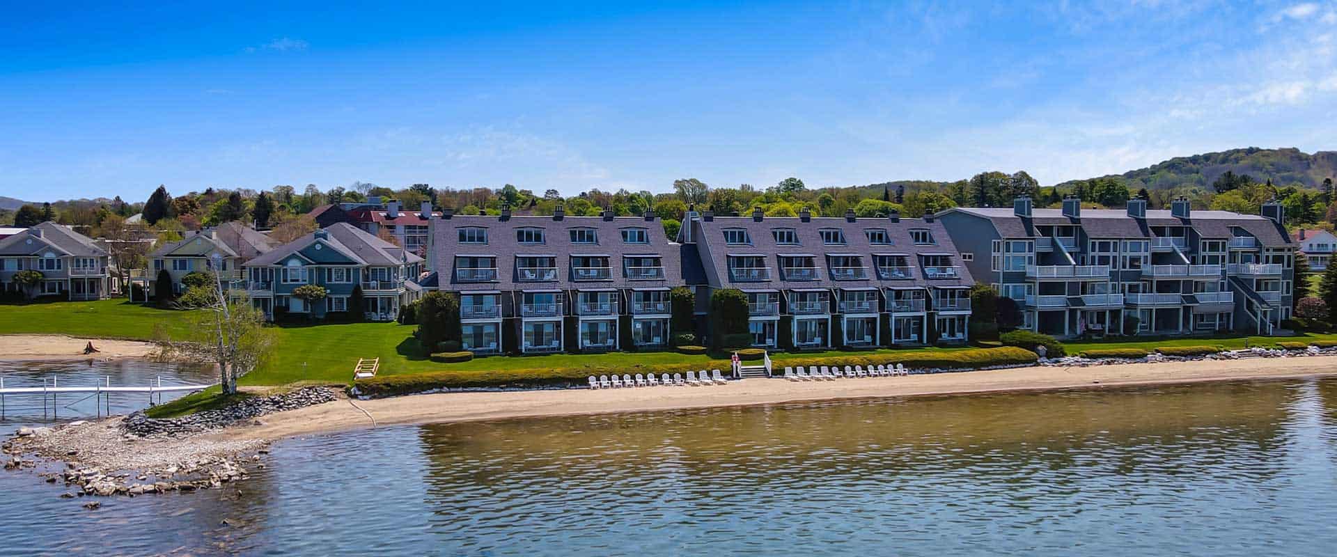 Water Street Inn waterfront view in Boyne City, Michigan.